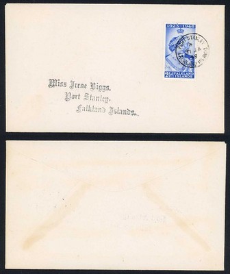 falkland-is-sg166-2-1-2d-1948-silver-wedding-cds-used-on-local-cover