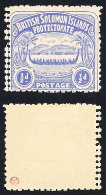 solomon-is-sg1-1-2d-ultramarine-large-canoe-double-perfed-at-left-m-m