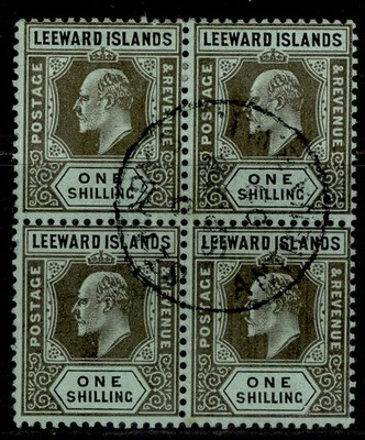 leeward-islands-edvii-sg43-1s-black-green-fine-used-cat-100-block