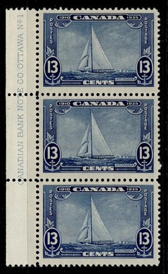 canada-gv-sg340-13c-blue-nh-mint-cat-48-marginal-vertical-strip-plate-1