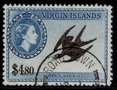 bvi-qeii-sg161-4-80-blackish-brown-turquoise-blue-fine-used-cat-25