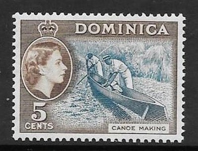 dominica-sg147-1957-5c-light-blue-sepia-brown-mnh