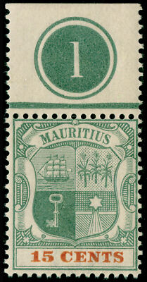 mauritius-sg149-15c-green-orange-lh-mint-plate-number-1-cat-30