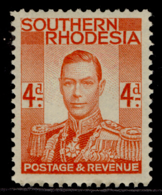 southern-rhodesia-gvi-sg43-4d-red-orange-m-mint