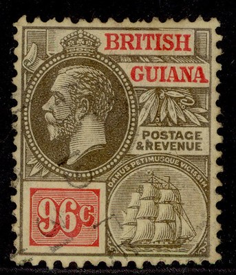british-guiana-gv-sg282-96c-black-red-yellow-used-cat-55