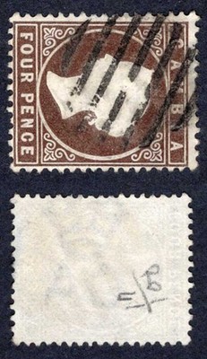 gambia-sg31w-4d-deep-brown-wmk-ca-sideways-inverted-used-cat-150-pounds