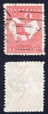 australia-sg2cd-1d-kangaroo-wmk-wide-crown-inverted-used-cat-22-pounds
