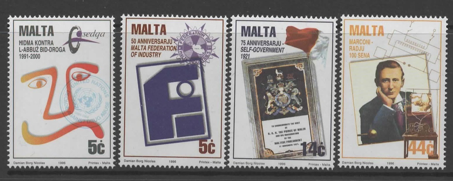 malta-sg1018-21-1996-anniversaries-and-events-mnh