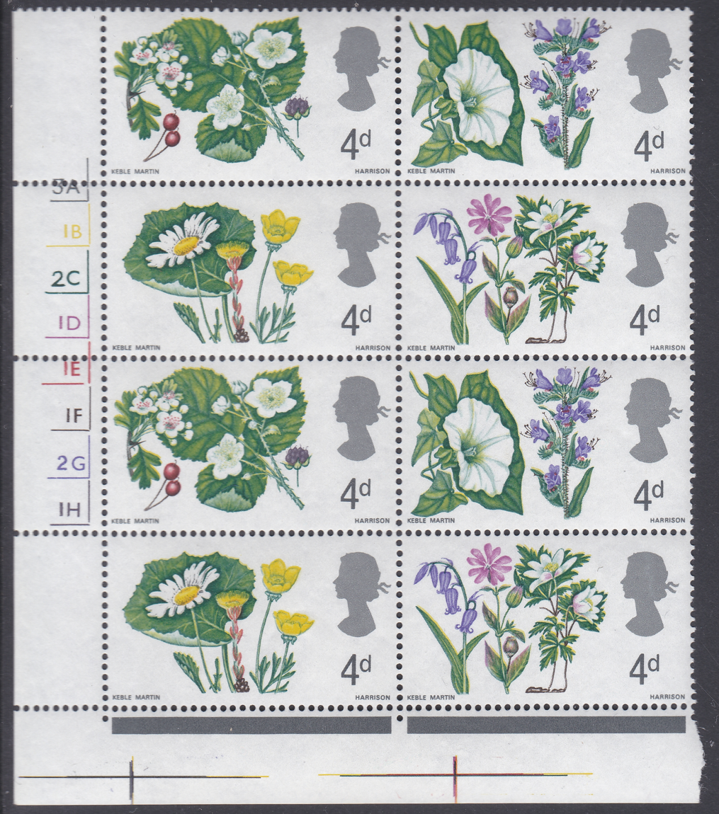 sg717-720-4d-1967-british-flowers-ord-cylinder-3a-1h-no-dot-block-u-m