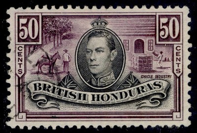 british-honduras-gvi-sg158-50c-black-purple-fine-used