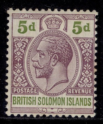 british-solomon-islands-gv-sg30-5d-dull-purple-olive-green-lh-mint-cat-24