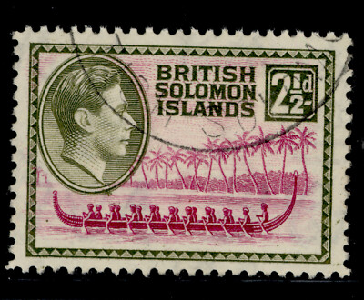 british-solomon-islands-gvi-sg64-2d-magenta-and-sage-green-fine-used