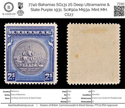 7740-bahamas-sg131-2s-deep-ultramarine-slate-purple-1931-sc-90a-mi93a-mint-m