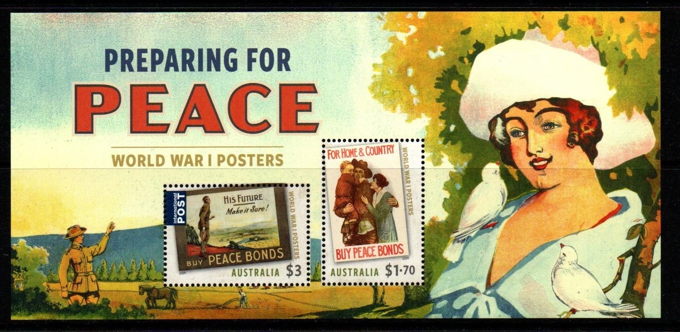australia-2026-preparing-for-peace-world-war-i-posters-m-sheet-mnh