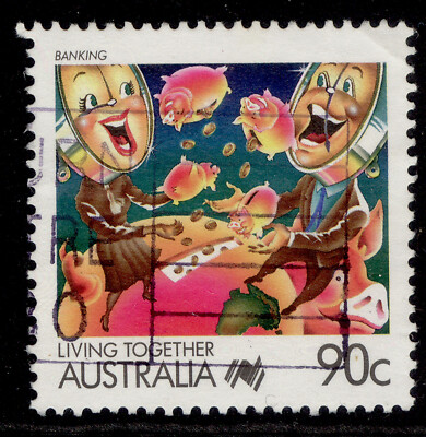australia-qeii-sg1134-1988-90c-banking-fine-used
