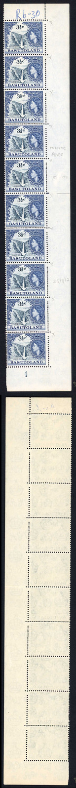 basutoland-sg73-3-1-2c-with-broken-perf-pins-at-top-right-u-m-strip-of-10