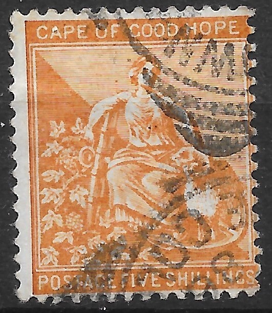 cape-of-good-hope-sg31-1871-5-yellow-orange-used