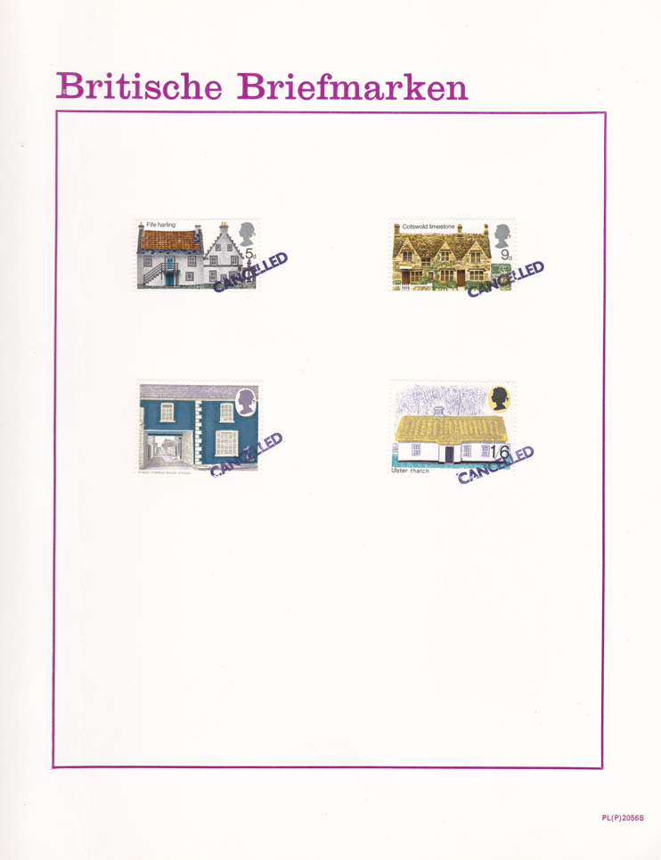 1970-cottages-pre-issue-publicity-sheet-issued-by-post-office-agency-in-germany