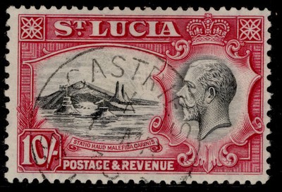 st-lucia-gv-sg124-10s-black-carmine-fine-used-cat-100-cds