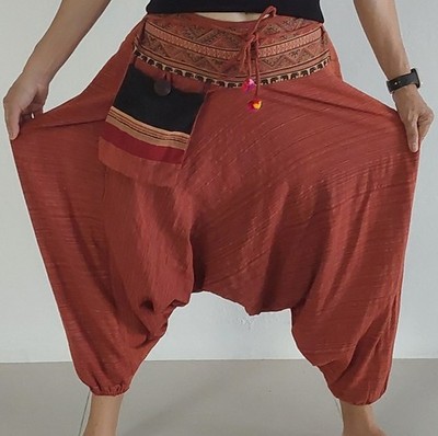 mhong-samurai-trousers-pants-in-brown-cloth-free-size-women-pre-owned