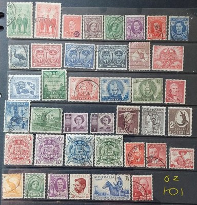 australia-1940-s-selection-to-2-watermark-varieties-used-oz101