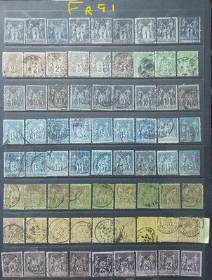 france-1877-pax-mercur-type-ii-u-n-selection-dup-col-vars-used-fr91