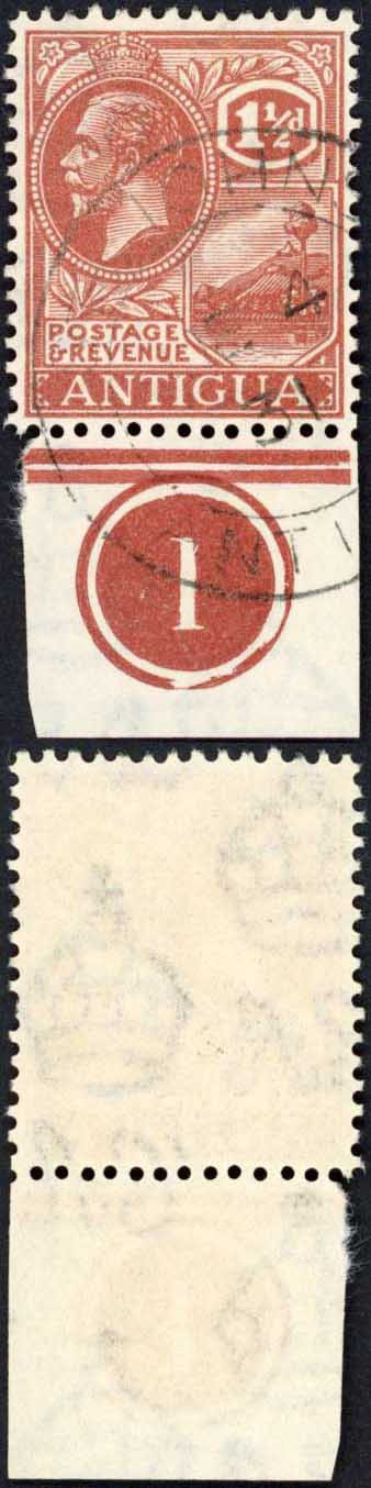 antigua-sg69-1-1-2d-pale-red-brown-wmk-script-plate-number-example