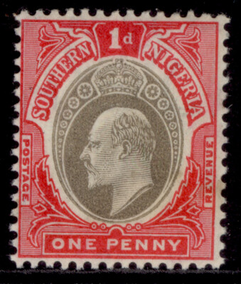 southern-nigeria-edvii-sg22-1d-grey-black-carmine-m-mint-cat-18