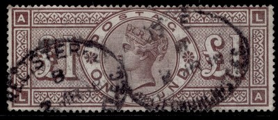 gb-qv-sg186-scarce-1-brown-lilac-wmk-orbs-fine-used-cat-3500-la