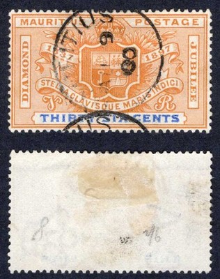 mauritius-sg133-36c-orange-and-ultramarine-used-cat-35-pounds
