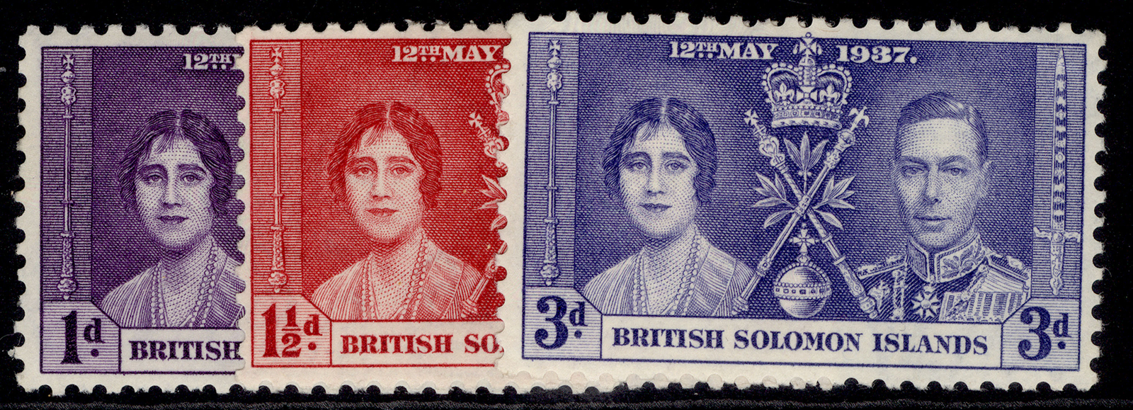 british-solomon-islands-gvi-sg57-59-1937-coronation-set-m-mint