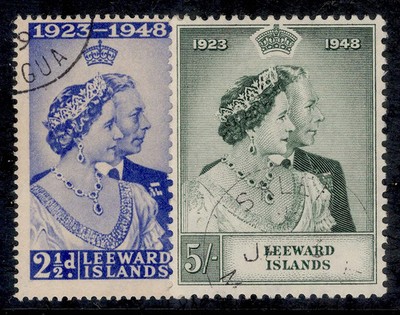 leeward-islands-gvi-sg117-118-1948-royal-silver-wedding-set-fine-used-cds