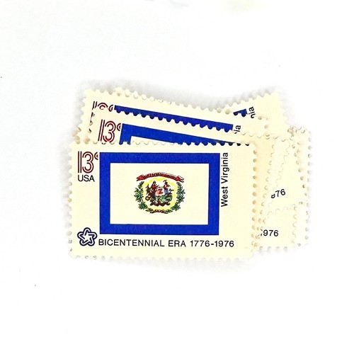 10-x-west-virginia-state-flag-13-cents-1976-unused-us-postage-stamps