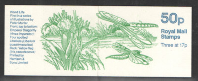 fb32-1985-dragonfly-pond-life-star-50p-folded-booklet-cyl-b36-good-perfs