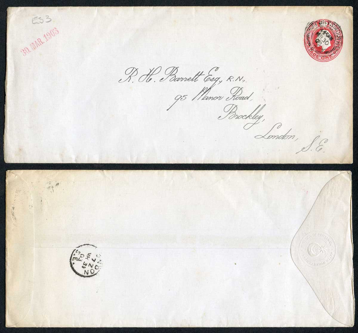 ep45-kevii-1d-carmine-post-office-issue-envelope-size-j-used-very-scarce
