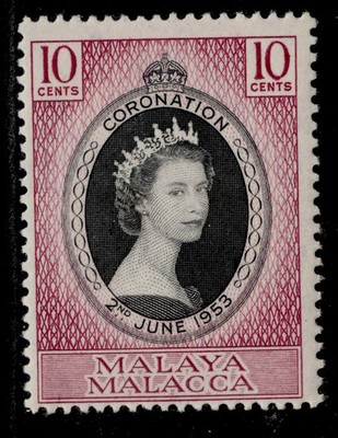 malaysia-malacca-qeii-sg22-10c-1953-coronation-nh-mint