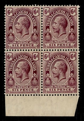 turks-caicos-islands-gv-sg136-6d-dull-purple-nh-mint-cat-10-block-x4