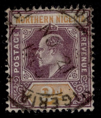 northern-nigeria-edvii-sg22-2d-dull-purple-yellow-fine-used-cat-35-cds