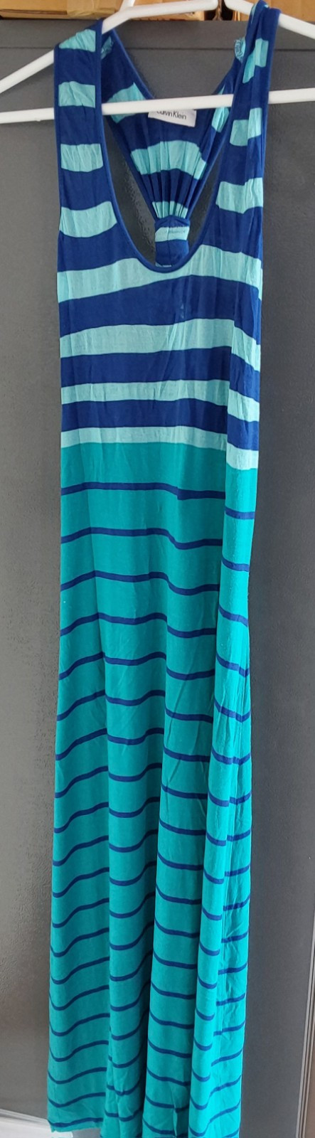 calvin-klein-long-turquoise-blue-strap-dress-free-size-vintage