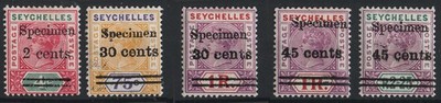 seychelles-1902-2c-on-4c-45c-on-2r25-ovpt-specimen-set-of-5-vf-mint