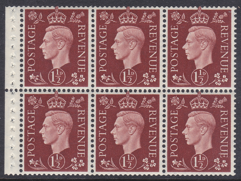 george-vi-qb21-1d-brown-booklet-pane-perf-p-mounted-mint