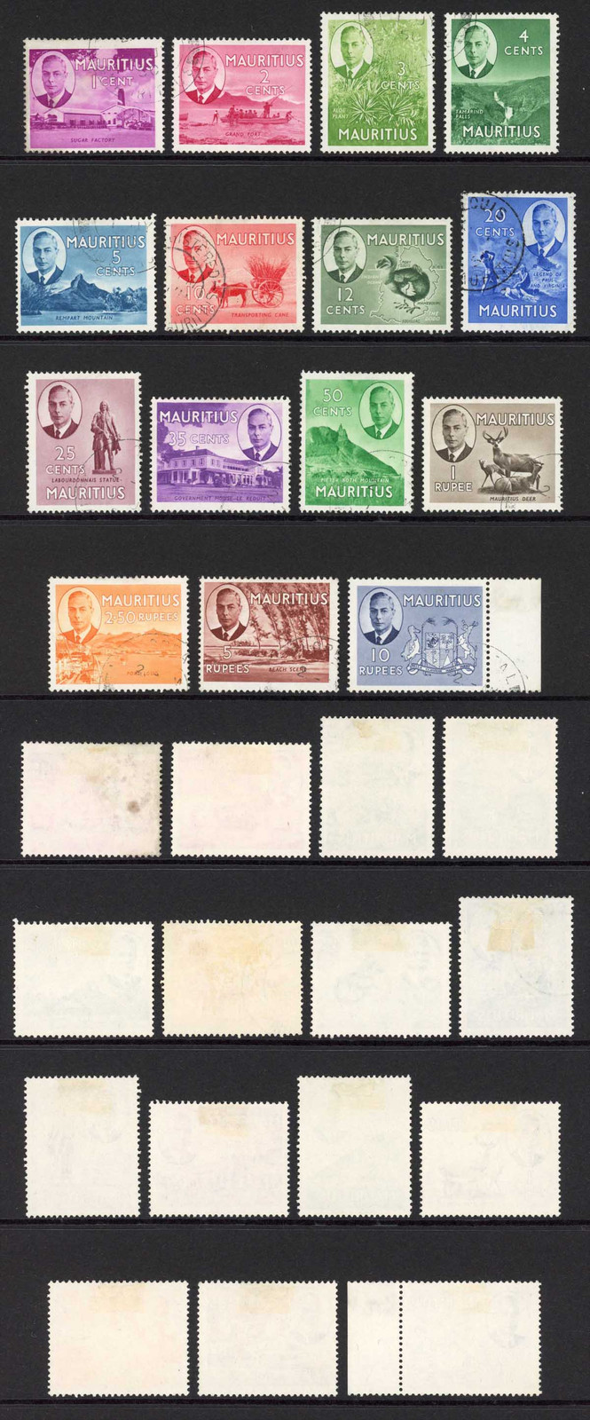 mauritius-sg276-90-1950-set-of-15-fine-used-cat-95-pounds