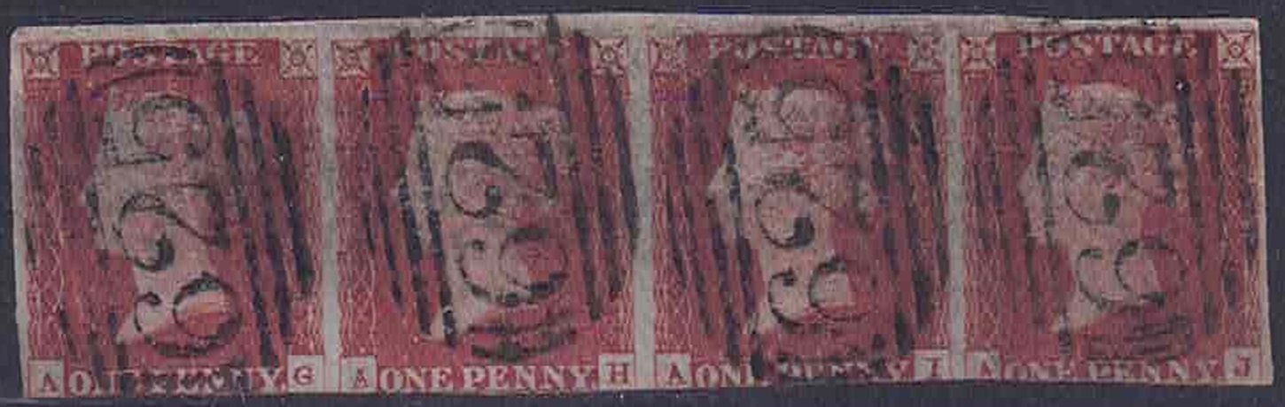 qv-penny-red-sg-8-strip-of-4-on-blue-paper-portsmouth-625-cds