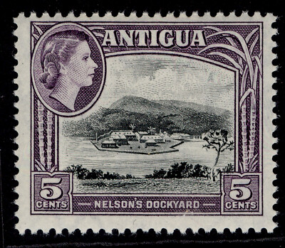 antigua-qeii-sg125-5c-black-slate-violet-nh-mint