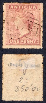 antigua-sg6-1d-dull-rose-wmk-small-star-rough-perf-used-cat-55-pounds