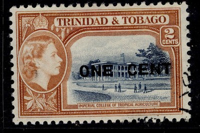 trinidad-tobago-qeii-sg280-1c-on-2c-deep-emerald-purple-brown-fine-used
