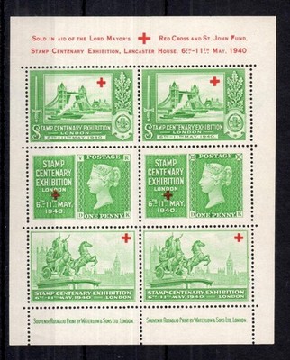 1940-stamp-centenary-exhibition-red-cross-sheetlet-unmounted-mint-in-green