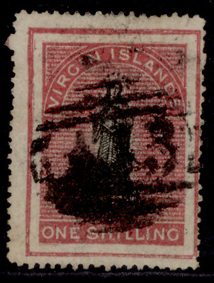 british-virgin-islands-qv-sg14-1s-black-rose-carmine-used-cat-375