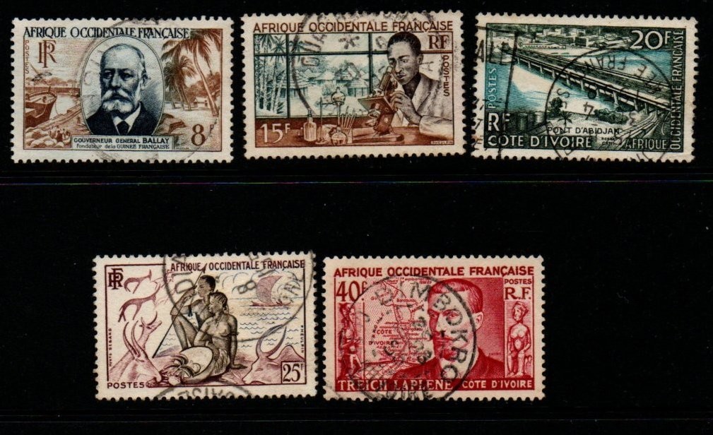 french-west-africa-sg71-5-1951-8-definitive-set-fine-used