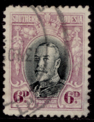southern-rhodesia-gv-sg20-6d-black-magenta-fine-used